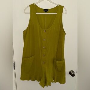 GGO Olive Green Button-Front Romper